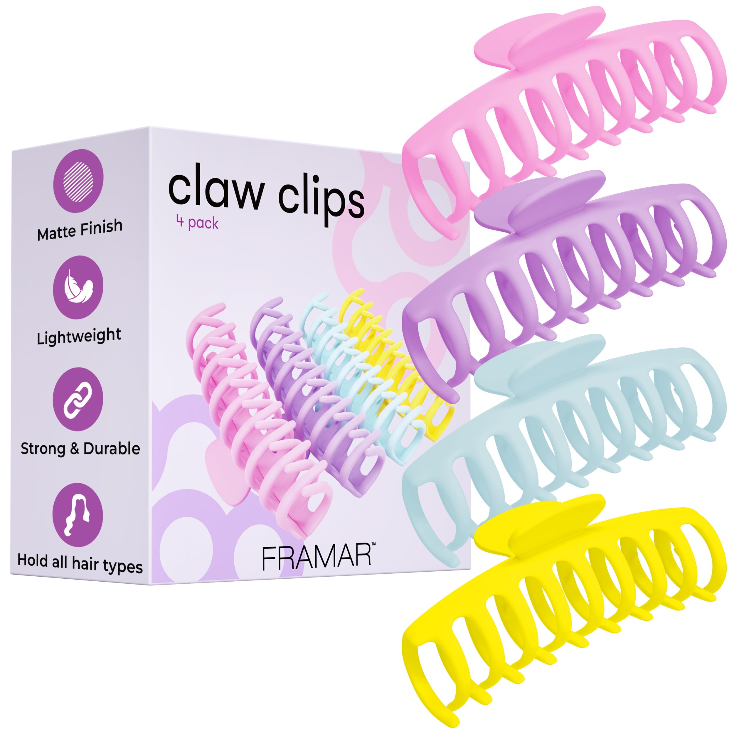 FRAMAR gancho grande para cabello grueso ofrece agarre seguro.