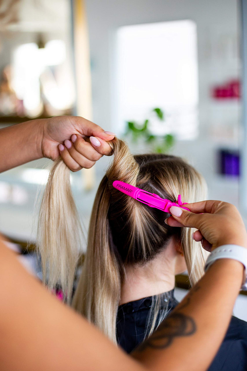 Framar Gator Grips rosa clip con dos resortes para todo tipo de cabello