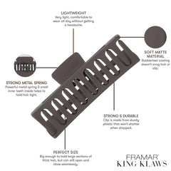 FRAMAR pinza garra grande para cabello liso, ajuste estable durante el día