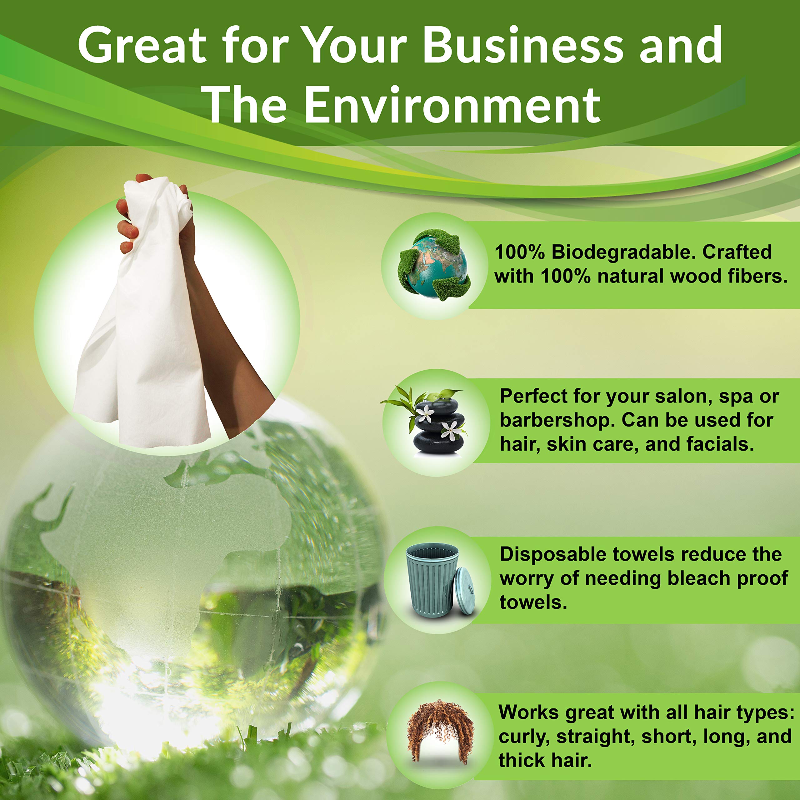 FRAMAR serviettes salon biodégradables, texture douce idéale pour les soins spa.