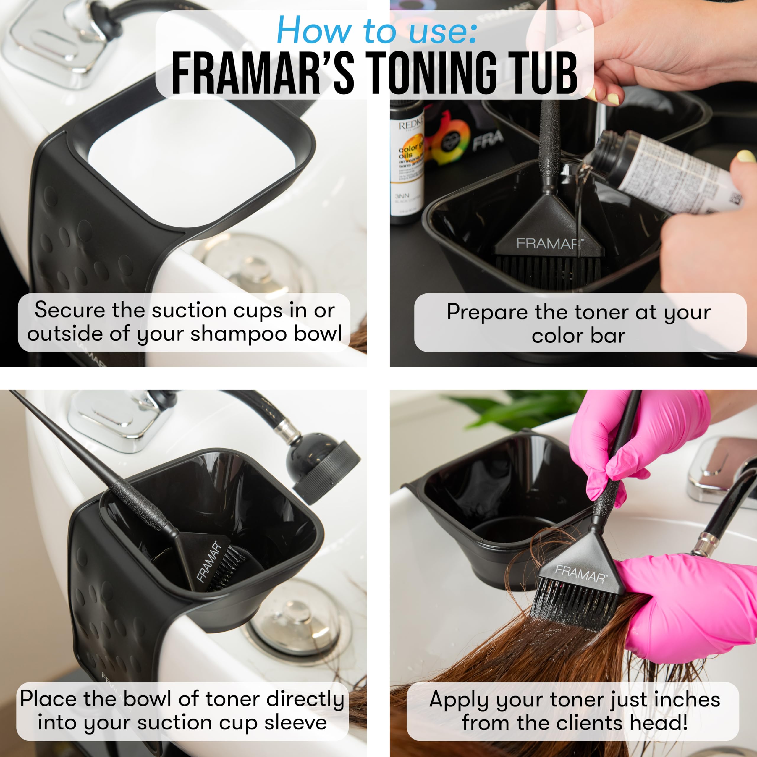 Framar Tonificación Tub: dos cuencos de coloración para tonalizar eficientemente.