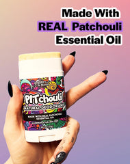 Ingrediente principal patchouli con aceite de coco para suavidad de aplicación.