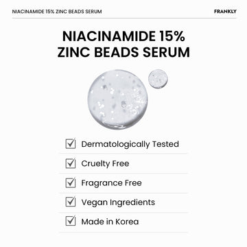 FRANKLY Niacinamida 15% + Zinc, reparación suave de la barrera cutánea