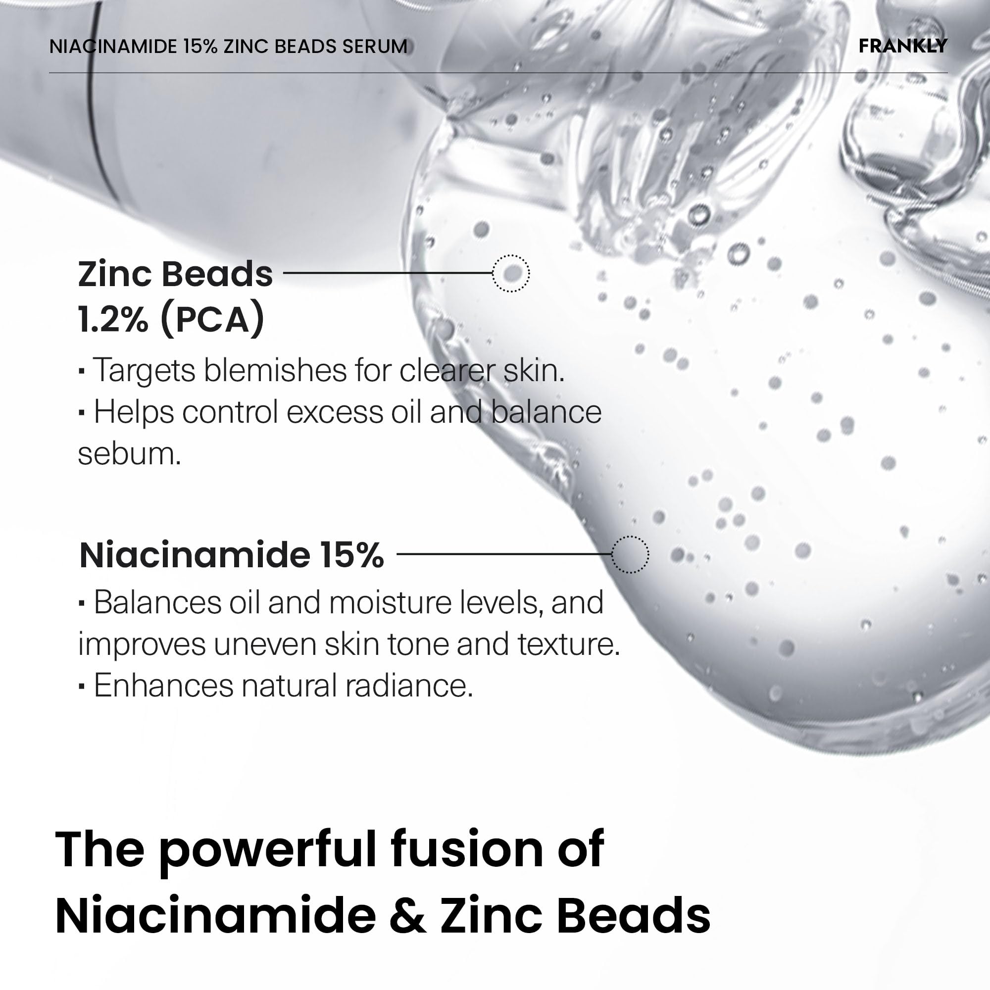 FRANKLY Niacinamida 15% + Zinc, acabado mate tras la aplicación