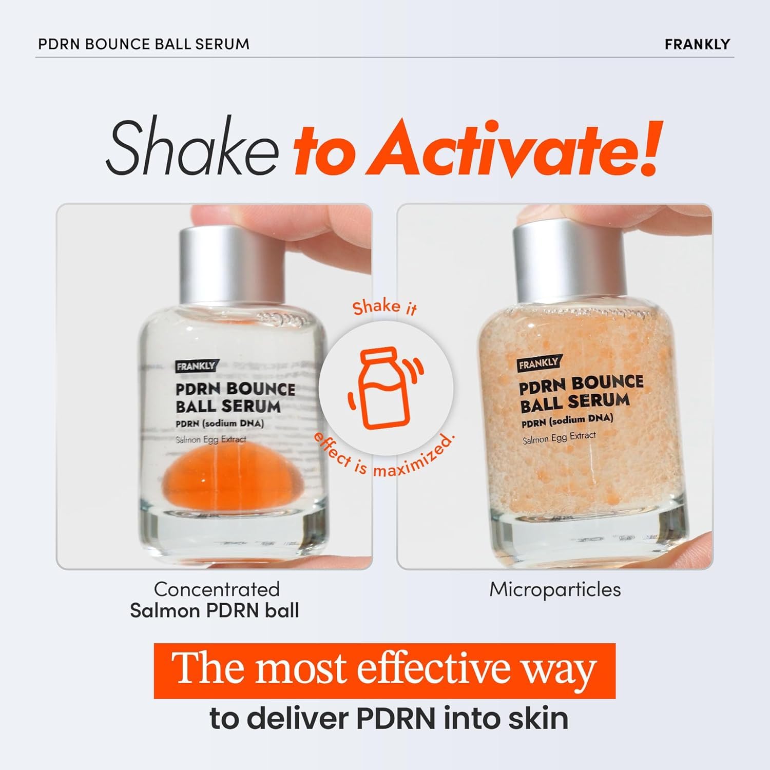 FRANKLY Salmon PDRN Bounce Ball Serum, activación de bola entrega dosis concentrada