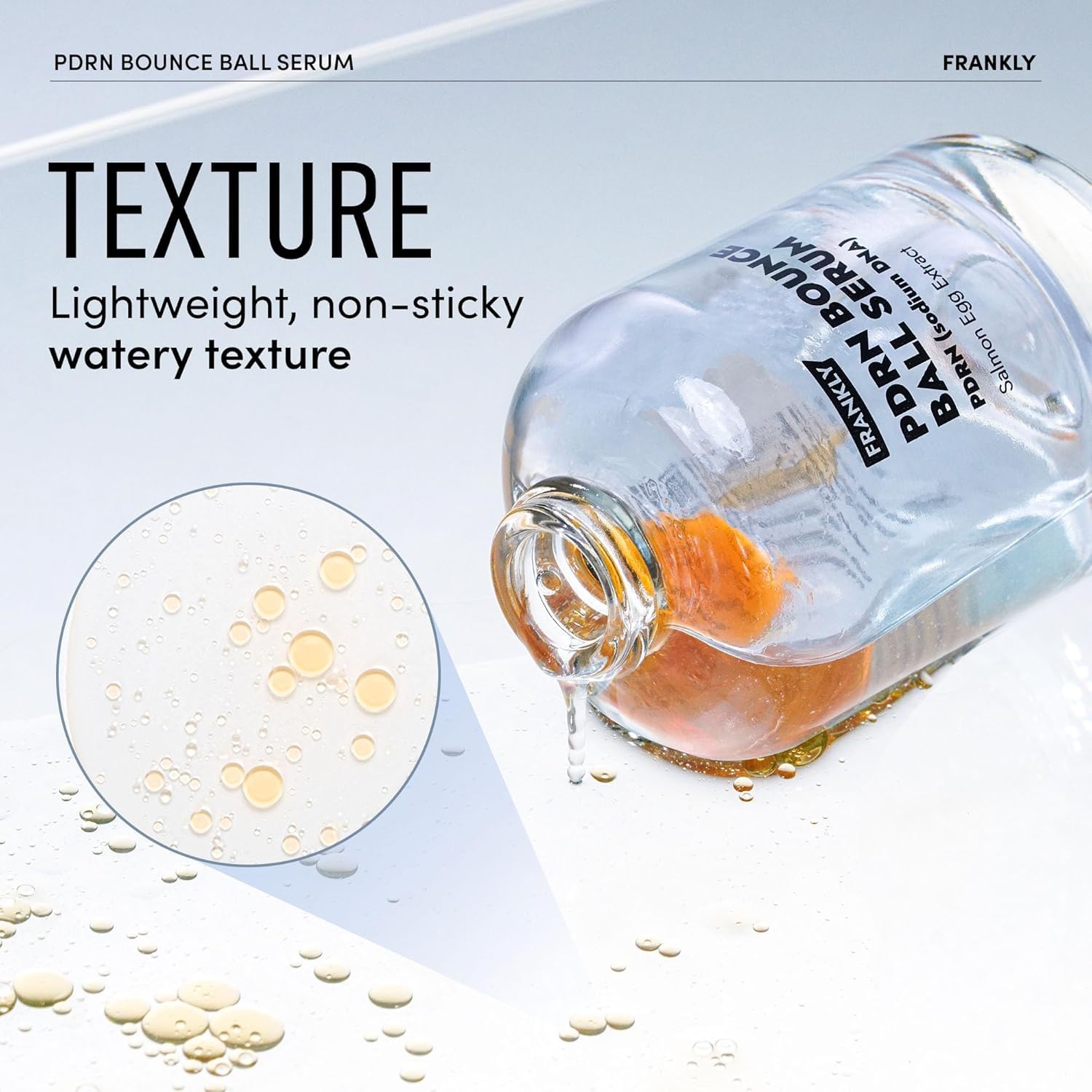 FRANKLY Salmon PDRN Bounce Ball Serum, brillo natural para tono uniforme