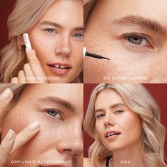 Freck Beauty Freck OG brush-tip application shows cluster dot technique.