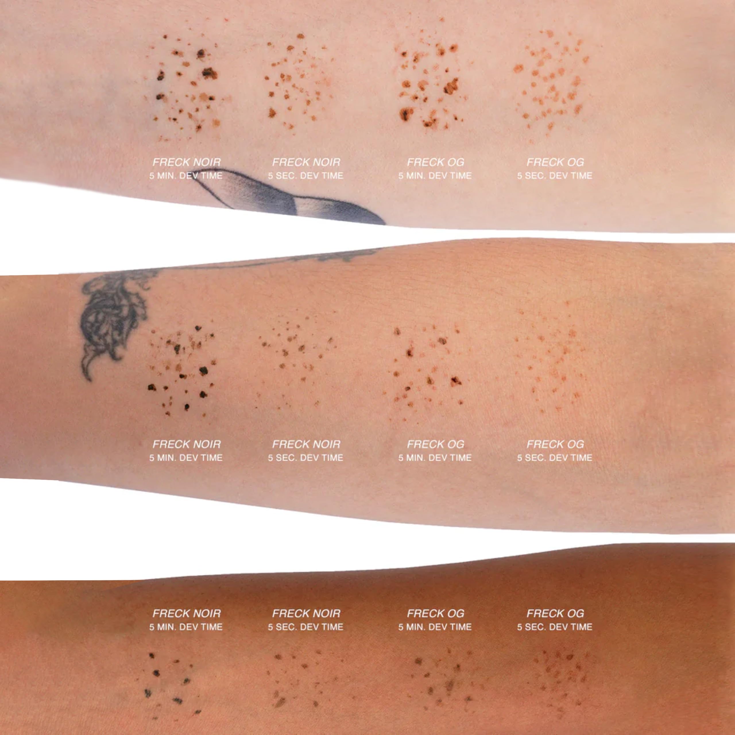 Freck Beauty Freck OG wear test highlighting long-lasting finish.