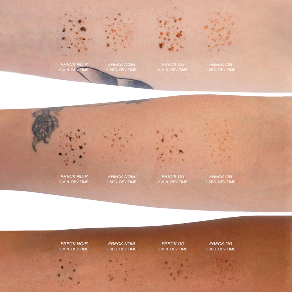 Freck Beauty Freck OG wear test highlighting long-lasting finish.