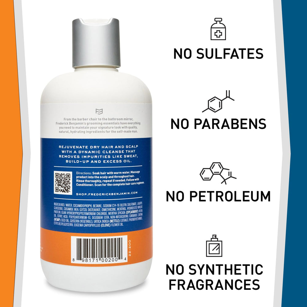 Frederick Benjamin Shampoo aplicación de dos minutos, limpieza efectiva.
