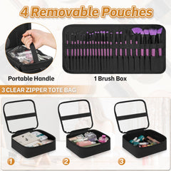 Freeamg estuche maquillaje extragrande con 4 bolsos removibles para clasificación rápida