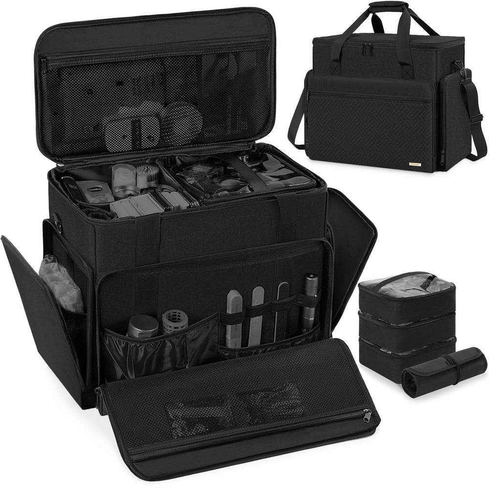 Freeamg estuche maquillaje extragrande con vista frontal para organización eficiente