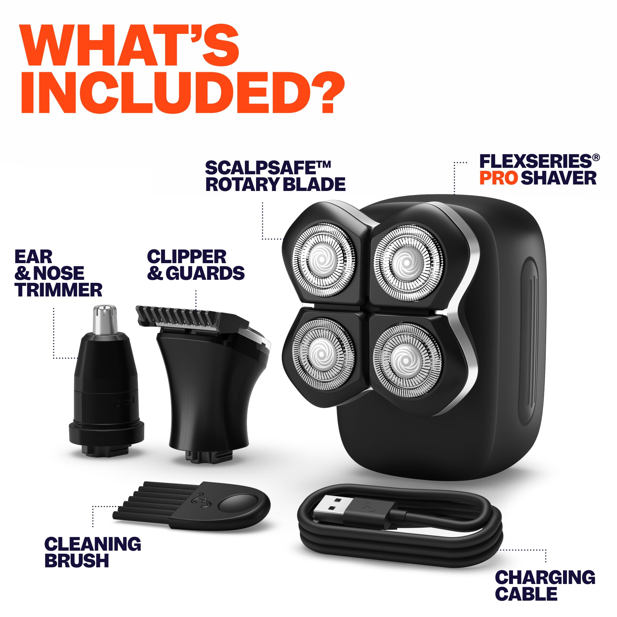 Conjunto de accesorios de Freebird FlexSeries para cuidado corporal completo.
