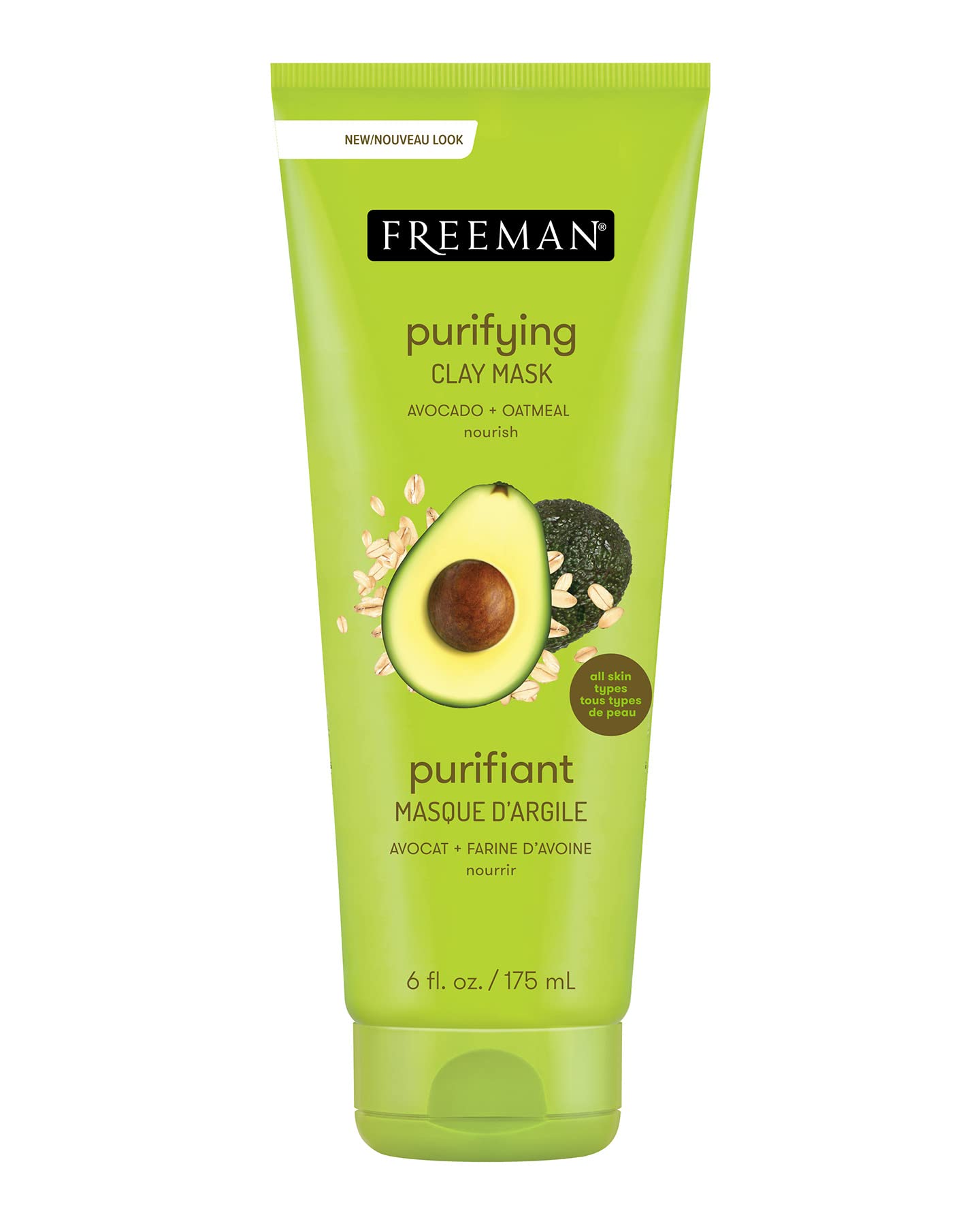 La mascarilla Freeman Aguacate y Avena muestra textura cremosa para aplicación facial suave.