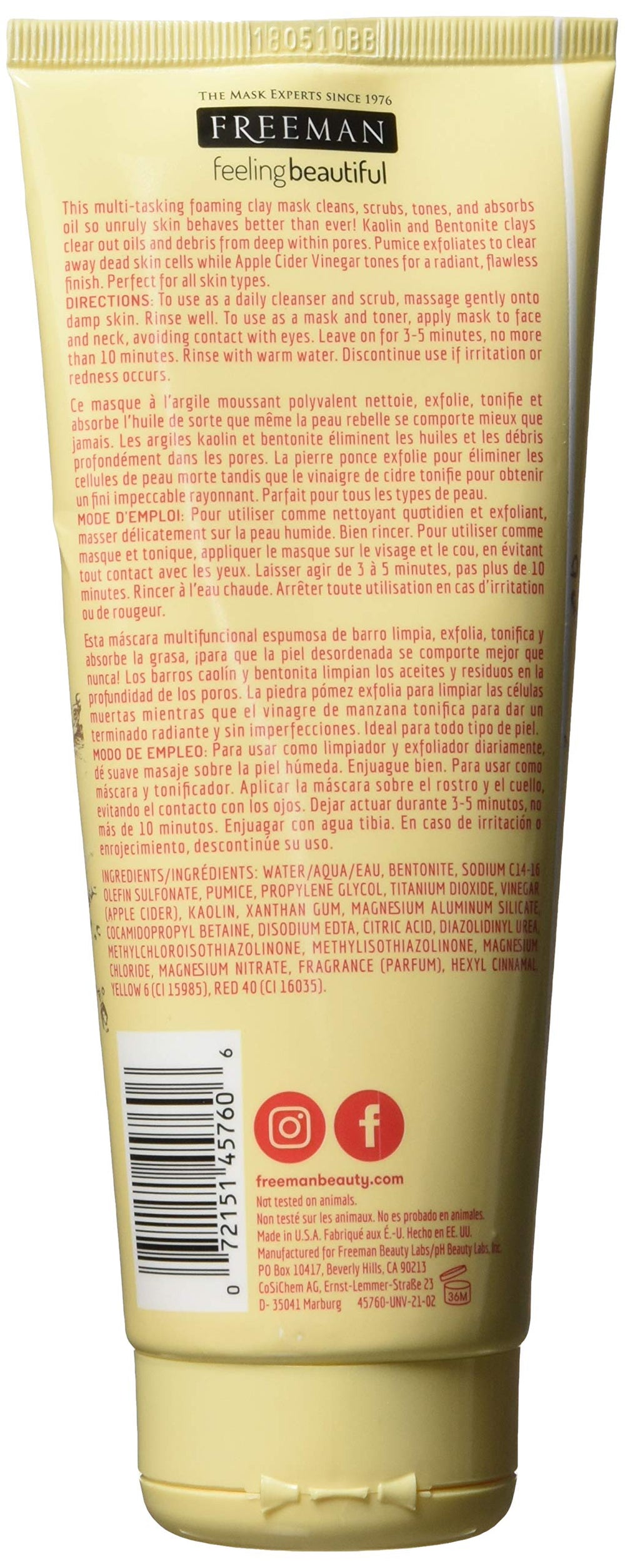 freeman exfoliante arcilla piedra-pomez para desobstruir poros y suavizar la piel.