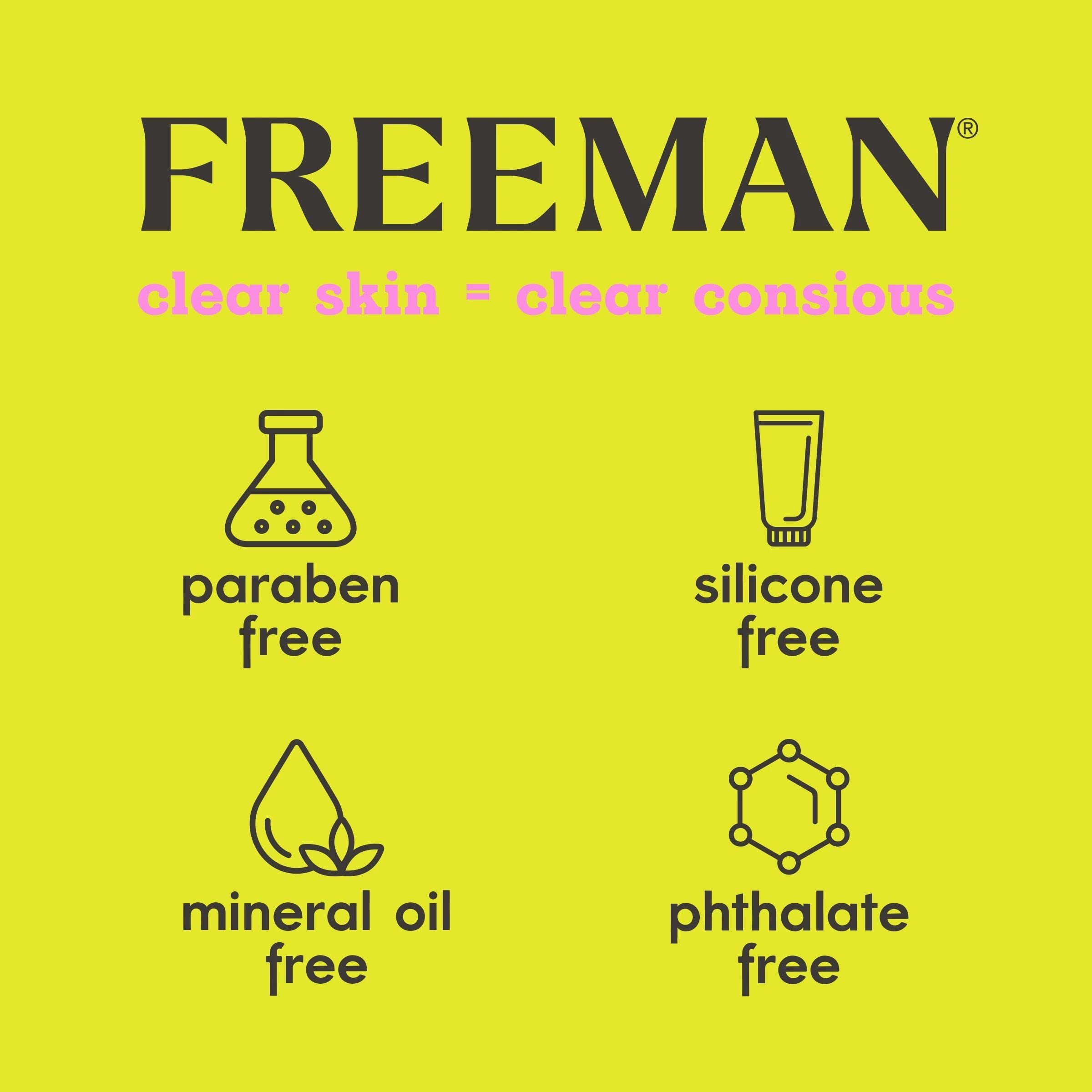 Freeman libre de crueldad y sin parabenos, ingredientes limpios.