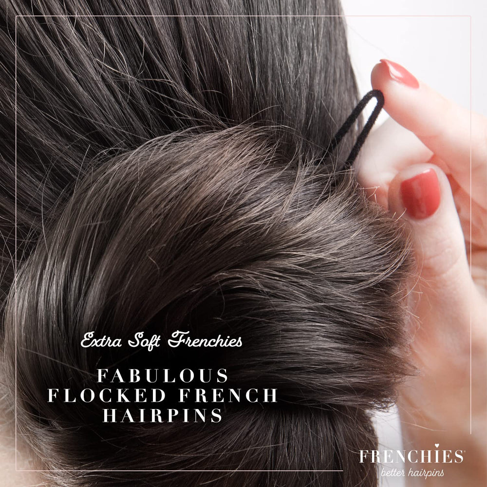 Frenchies horquilla pelo twist negra en uso para peinado recogido en evento