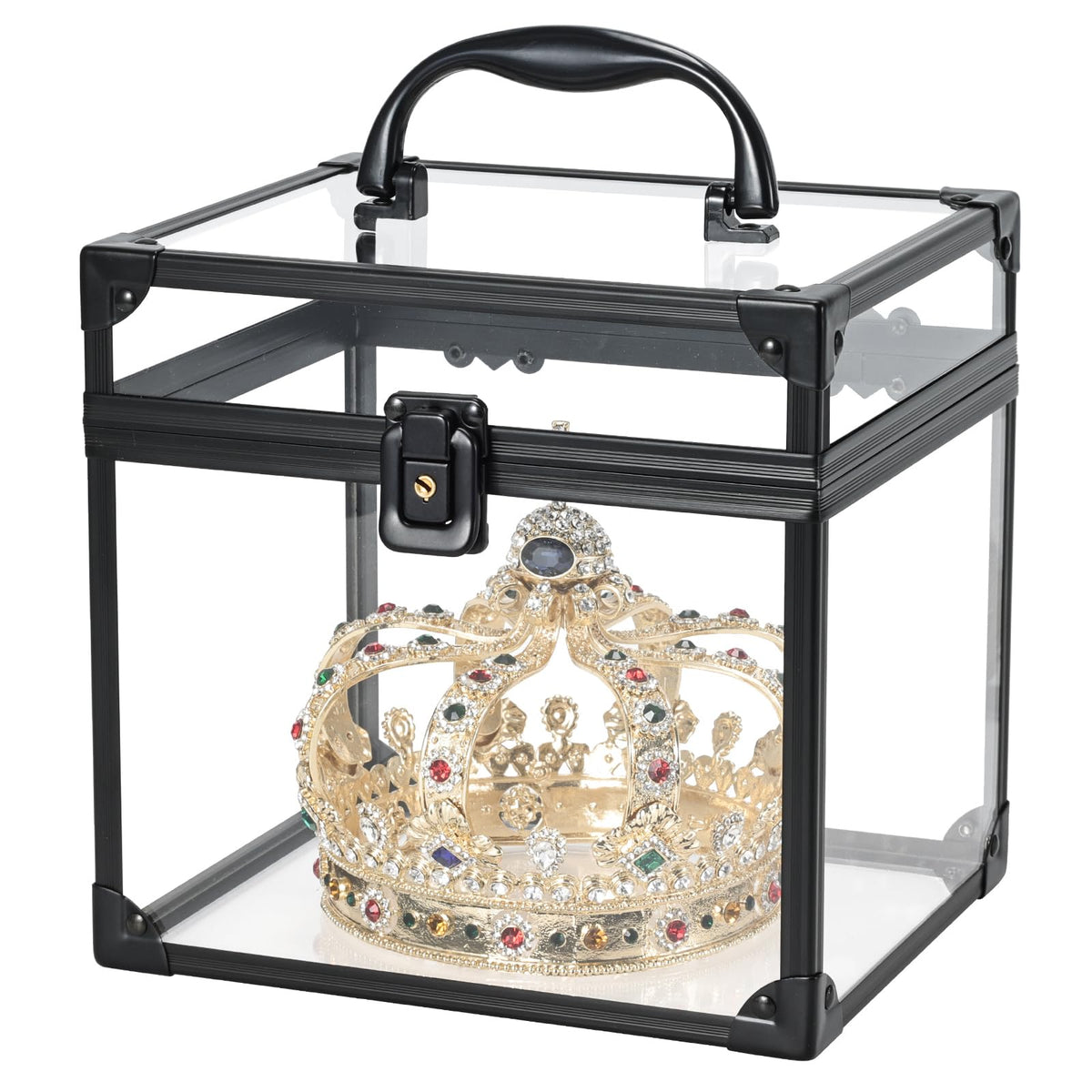 Caja de maquillaje portátil FRENESSA, transparente con cierre, ideal para viaje.