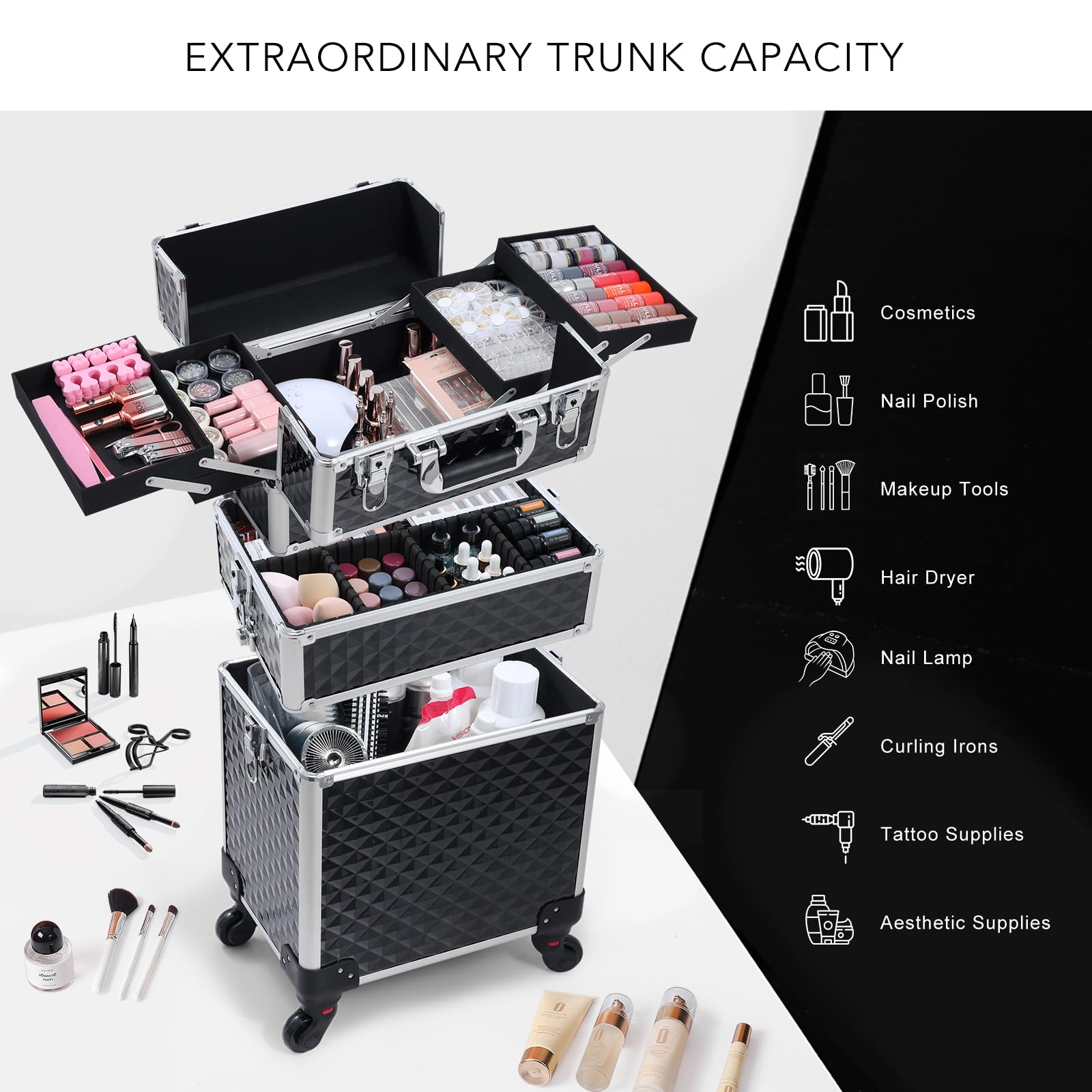 Frenessa carro 3 en 1 con dimensiones 13.8 x 9.2 x 26.4 pulgadas, ideal para organización.