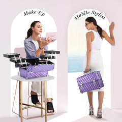 FRENESSA estuche maquillaje 6 bandejas desplegables para mayor capacidad y accesibilidad.