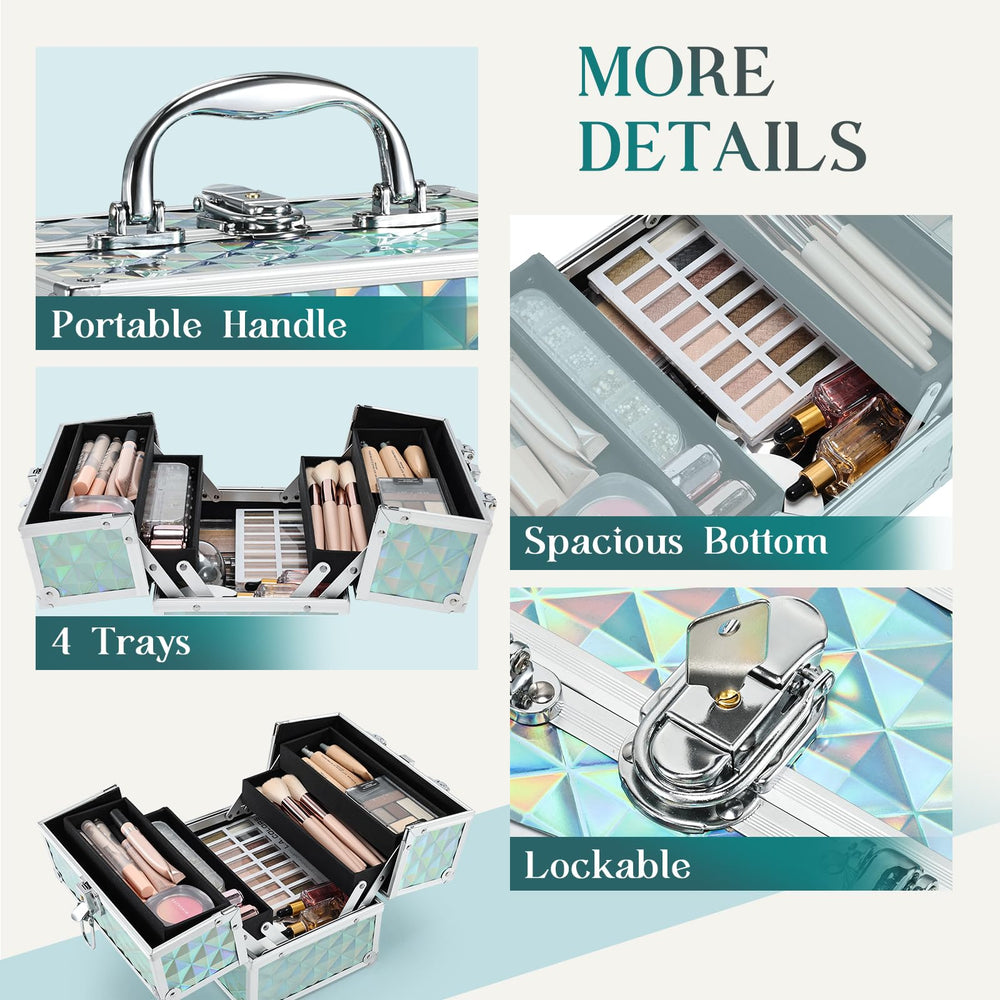 Frenessa estuche maquillaje, limpieza fácil de bandejas para mantenerlo como nuevo.
