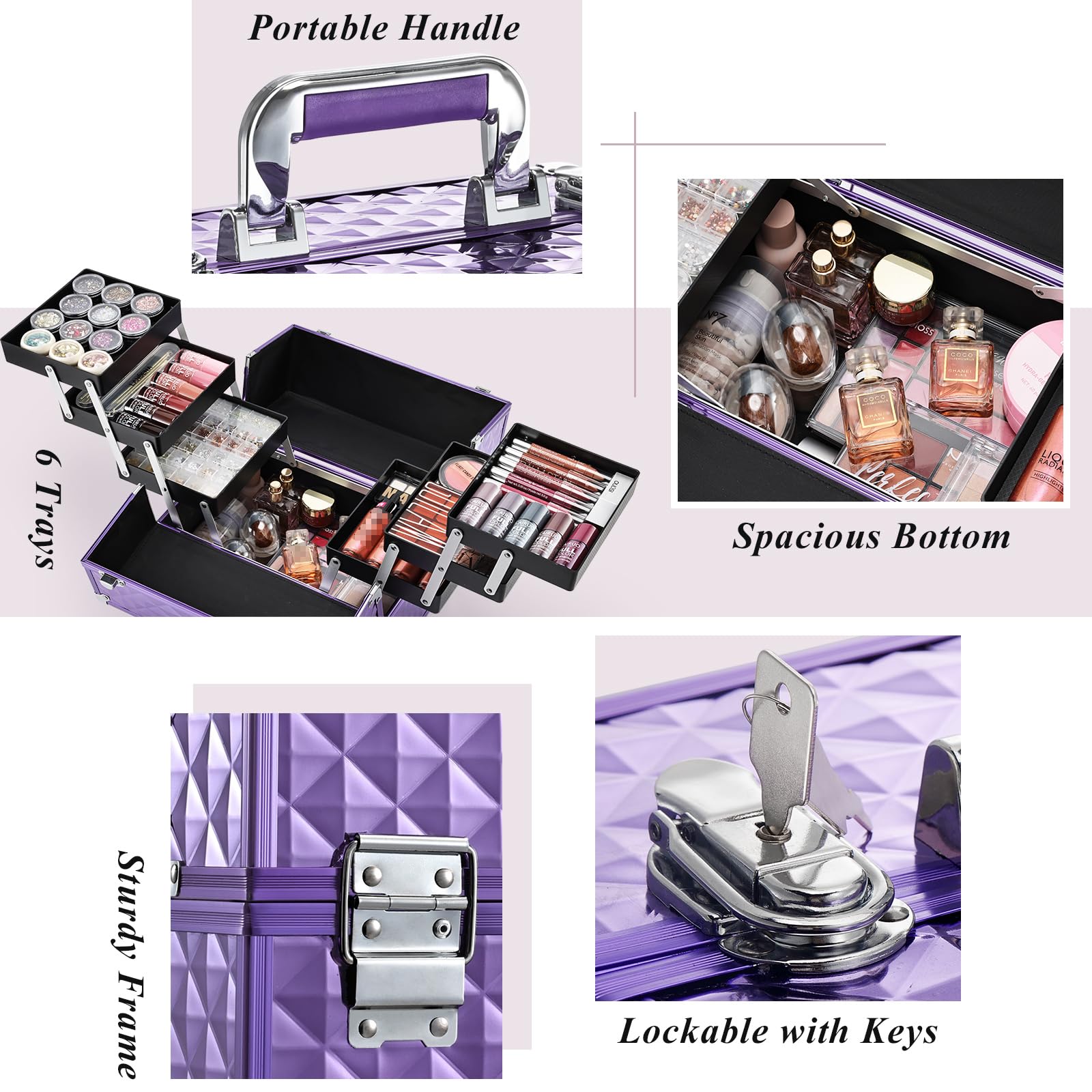 FRENESSA estuche morado compacto, regalo ideal para amantes del maquillaje.