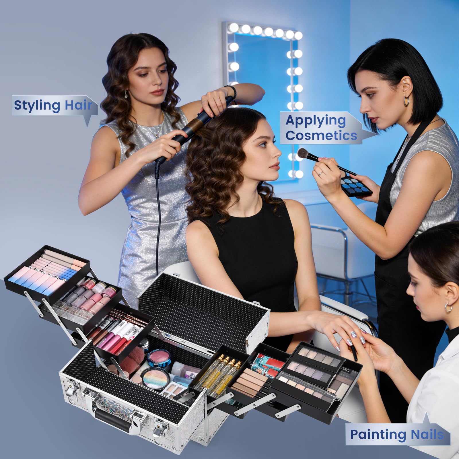 FRENESSA organizador de maquillaje, bandejas extensibles, seis niveles, fácil acceso.
