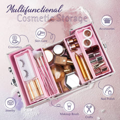 FRENESSA maleta con cantilever de cuatro niveles para organización de cosméticos.