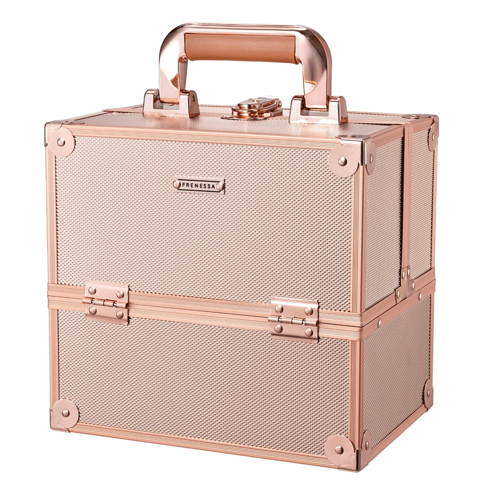 Frenessa maletín de maquillaje oro rosado cerrado y seguro