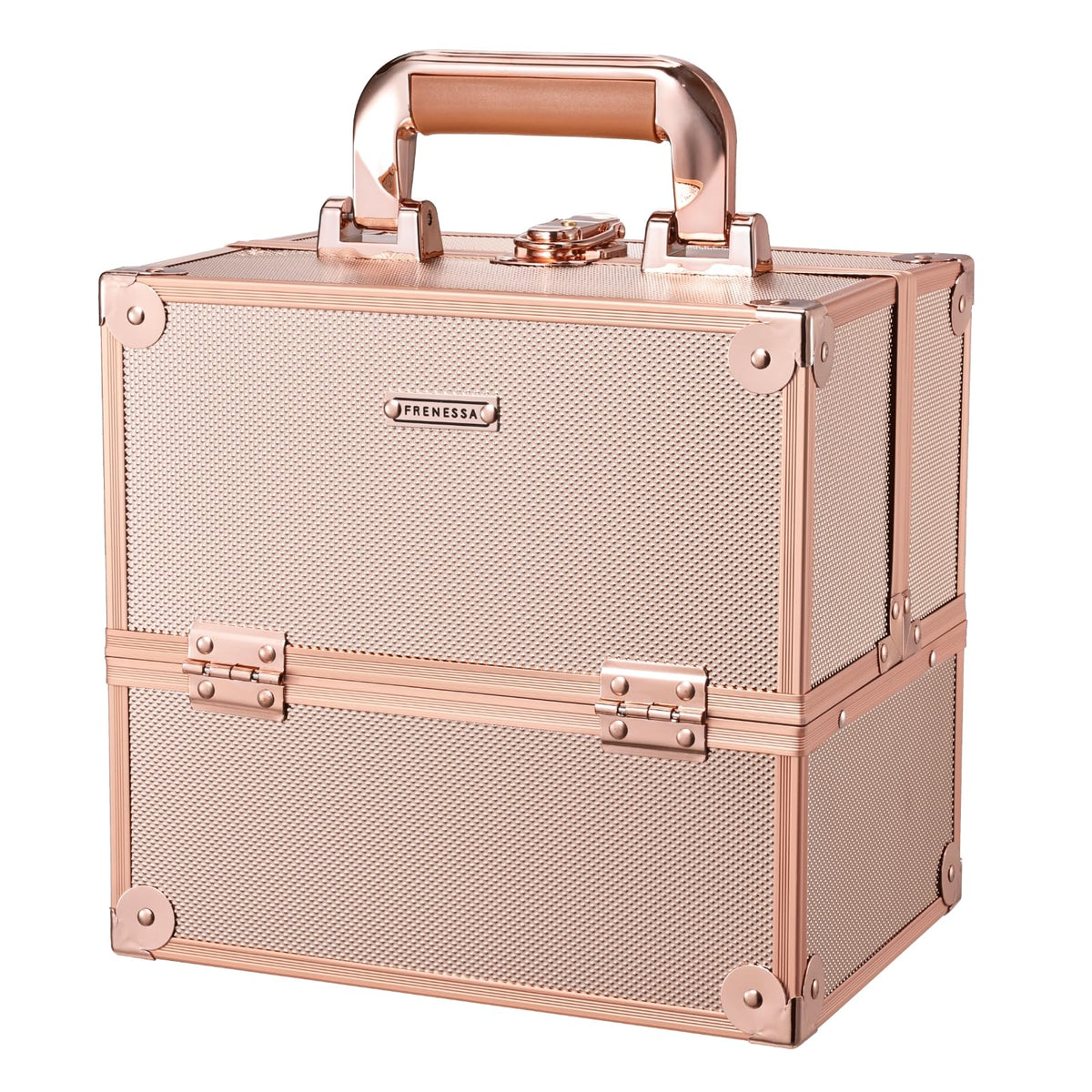 Frenessa maletín de maquillaje oro rosado cerrado y seguro