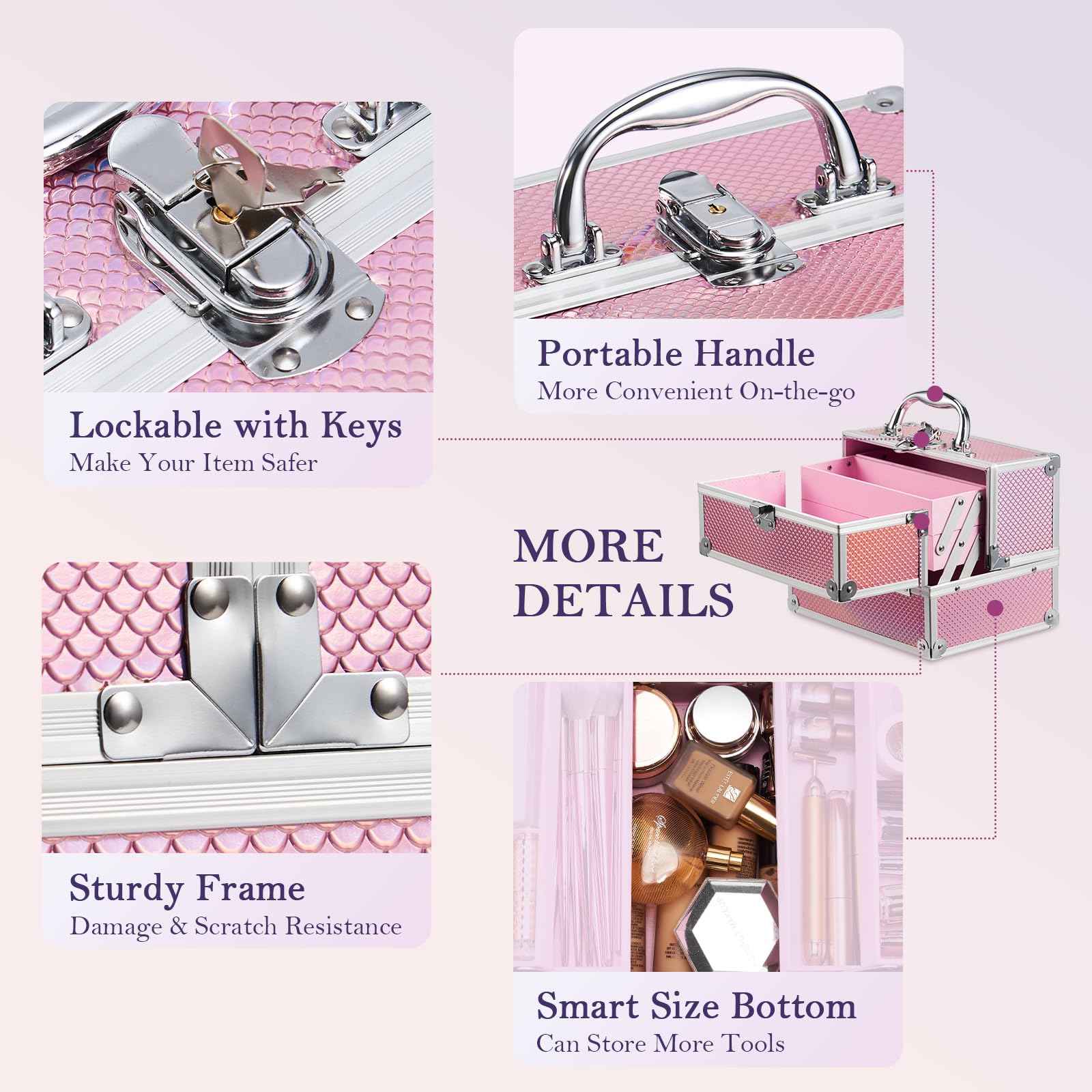 FRENESSA superficie impermeable brillo rosa mermaid protege cosméticos.