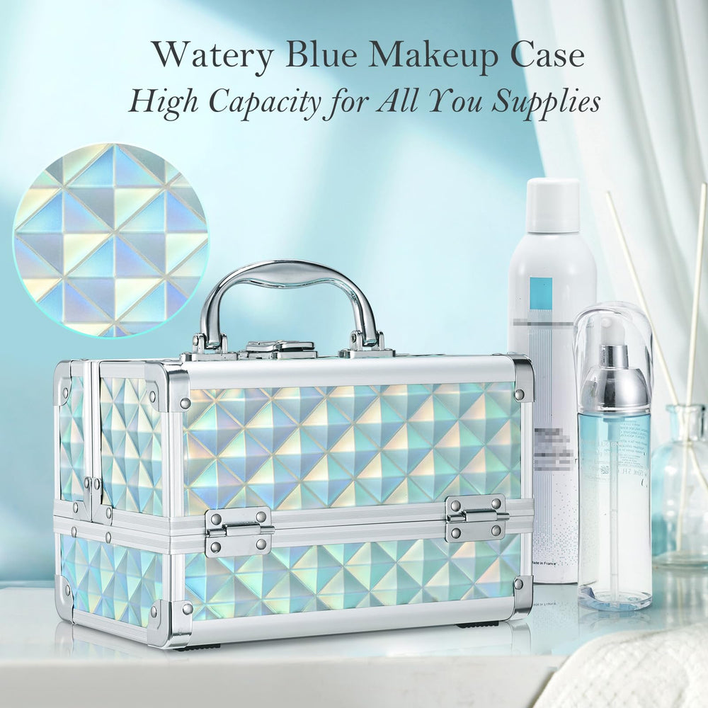 FRENESSA train case with extendable tray and mirror for easy viewing