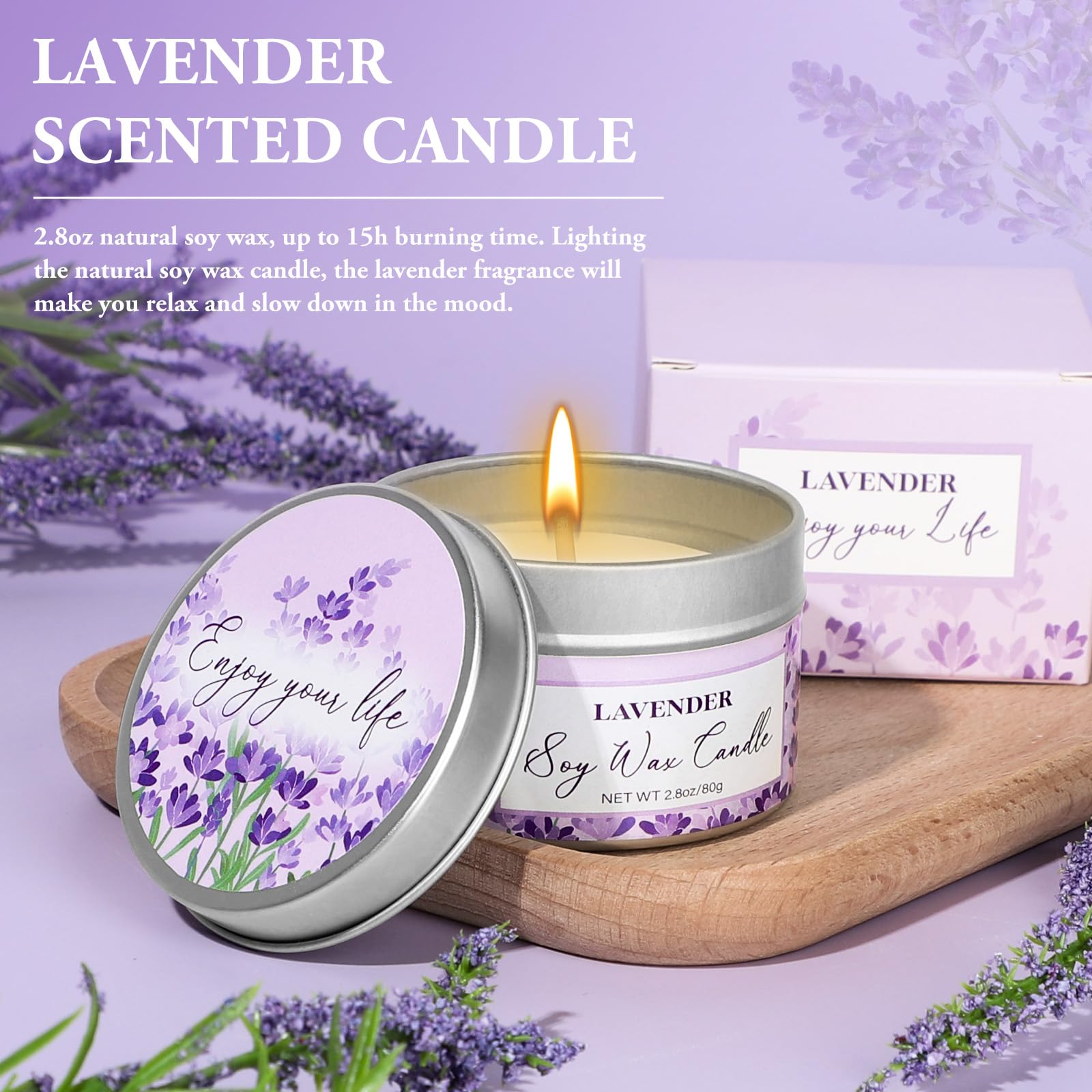 Frerdui vela lavanda aromatica, iluminación relajante para spa en casa