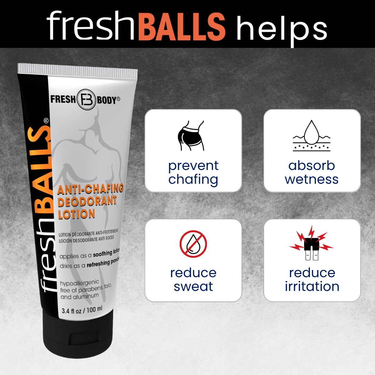 Fresh BALLS Lotion – absorption rapide pour rester frais toute la journée.