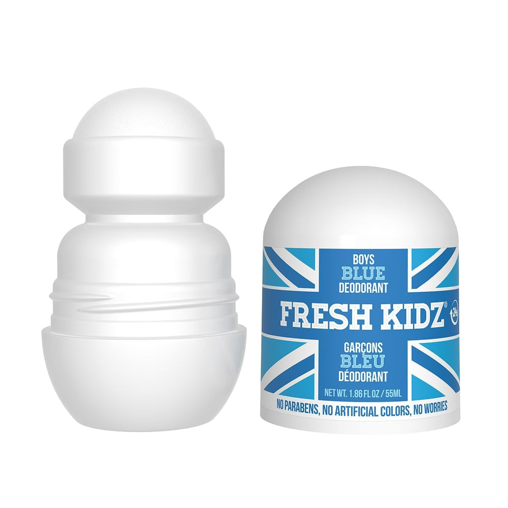 Desodorante Fresh Kidz roll-on azul, textura suave al contacto