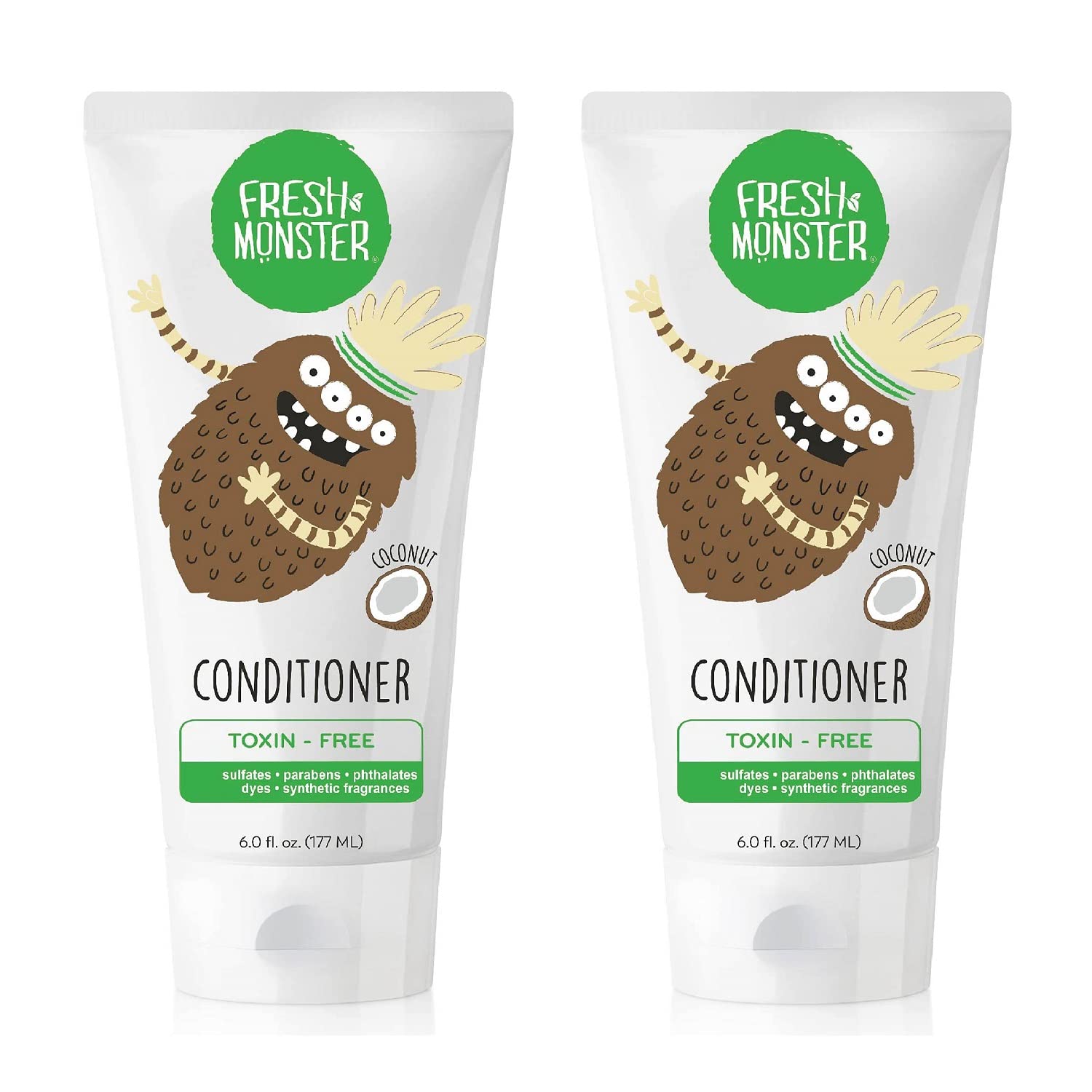 Acondicionador Fresh Monster para niños, paquete de dos, cabello suave y desenredado.