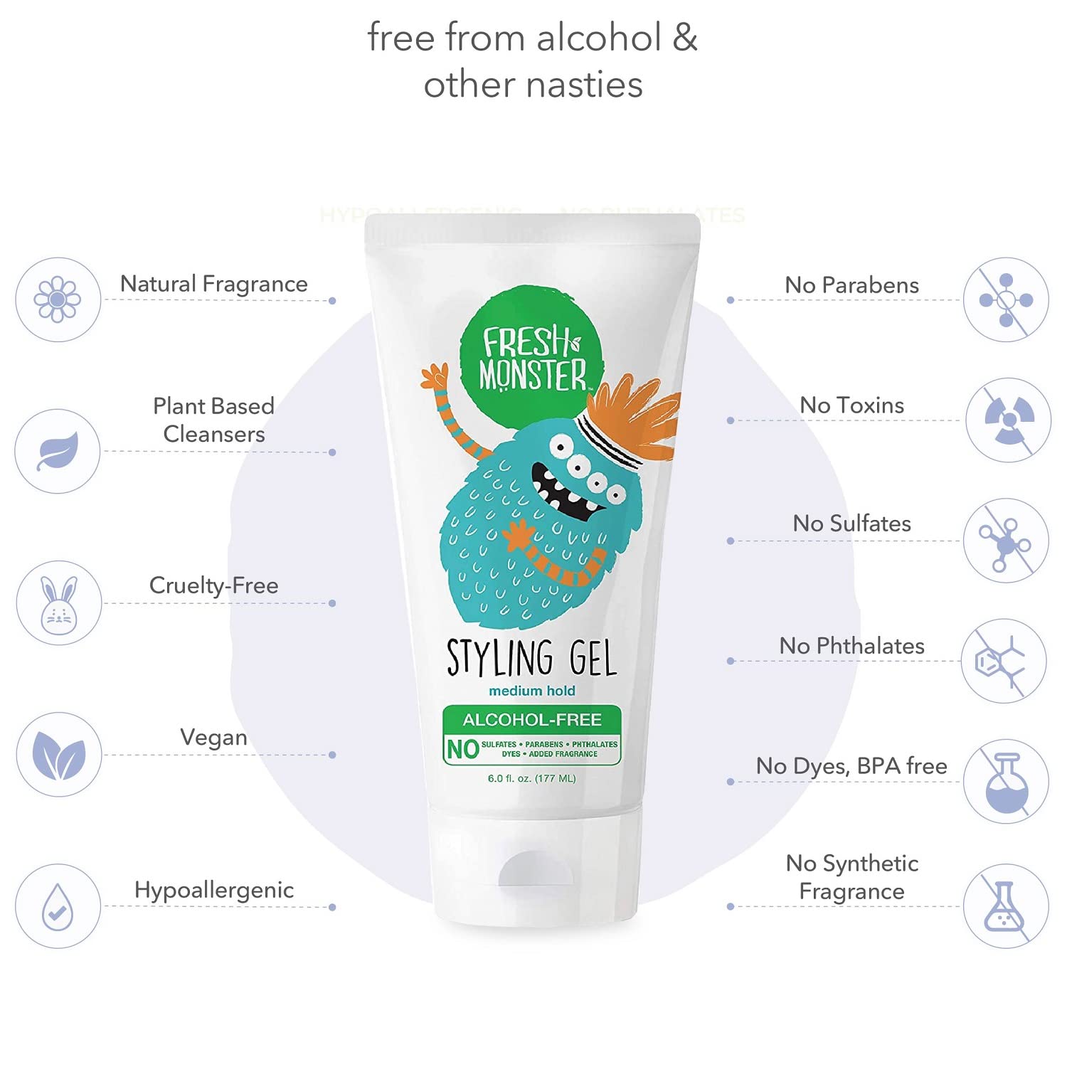 Fresh Monster gel-ninos-textura-flexible, mantiene el peinado sin pegajosidad