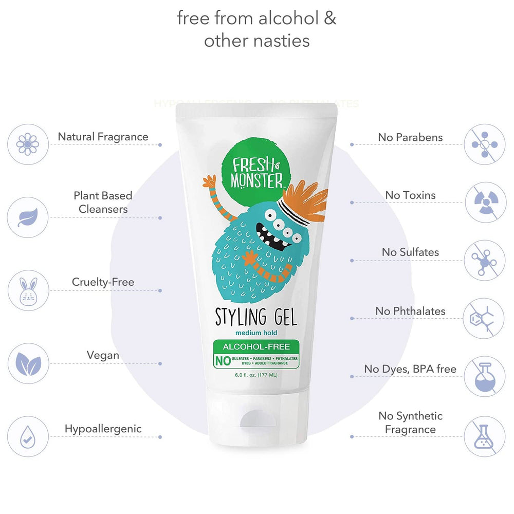 Fresh Monster gel-ninos-textura-flexible, mantiene el peinado sin pegajosidad