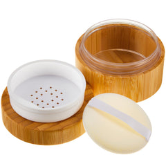 Frienda frasco polvo bambú 50 ml, diseño natural para viaje sin derrames.