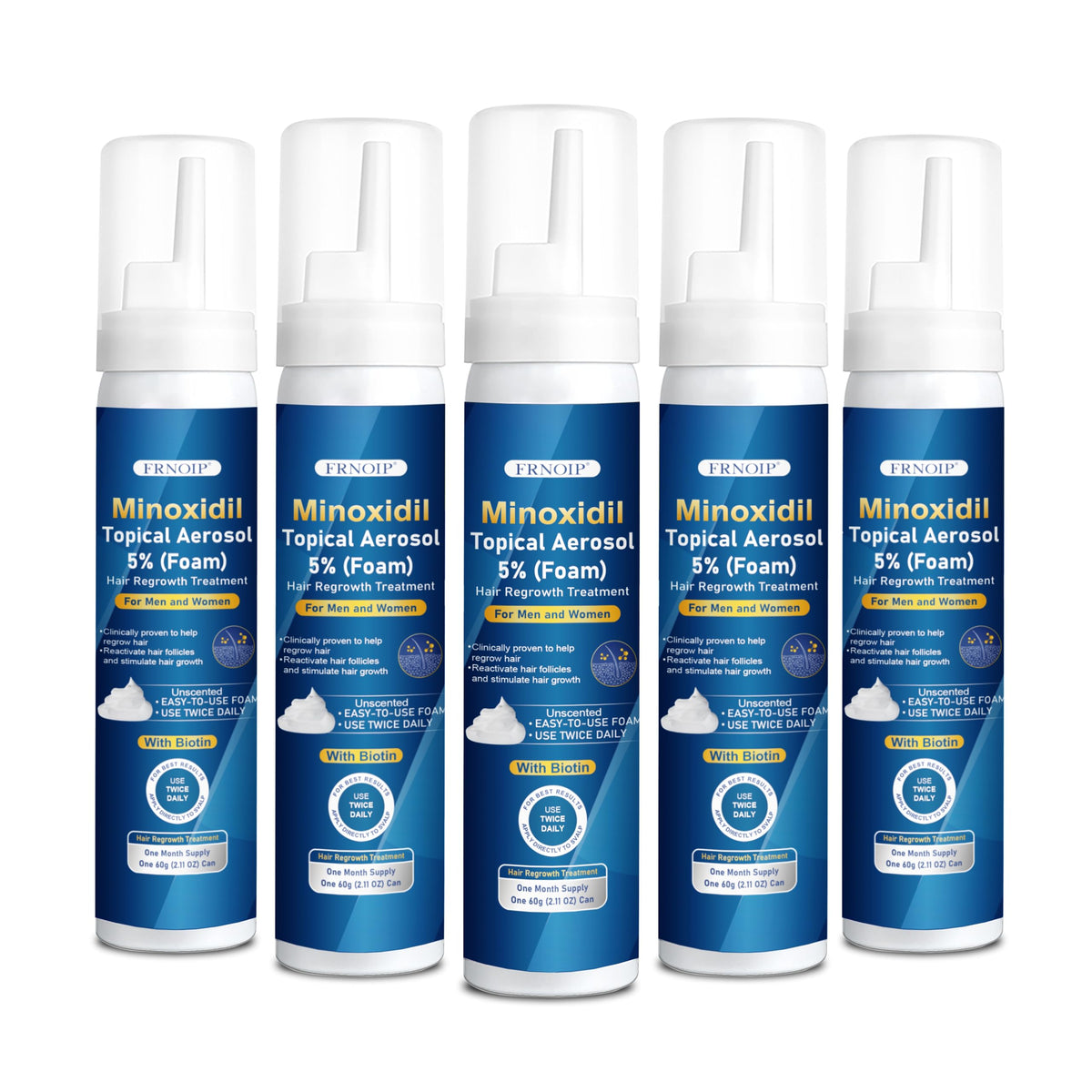 Frnoip Minoxidil Mousse 5% pour homme : mousse légère pour densifier les cheveux