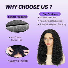 Fronbanis peluca media con linea de cabello invisible para look natural.