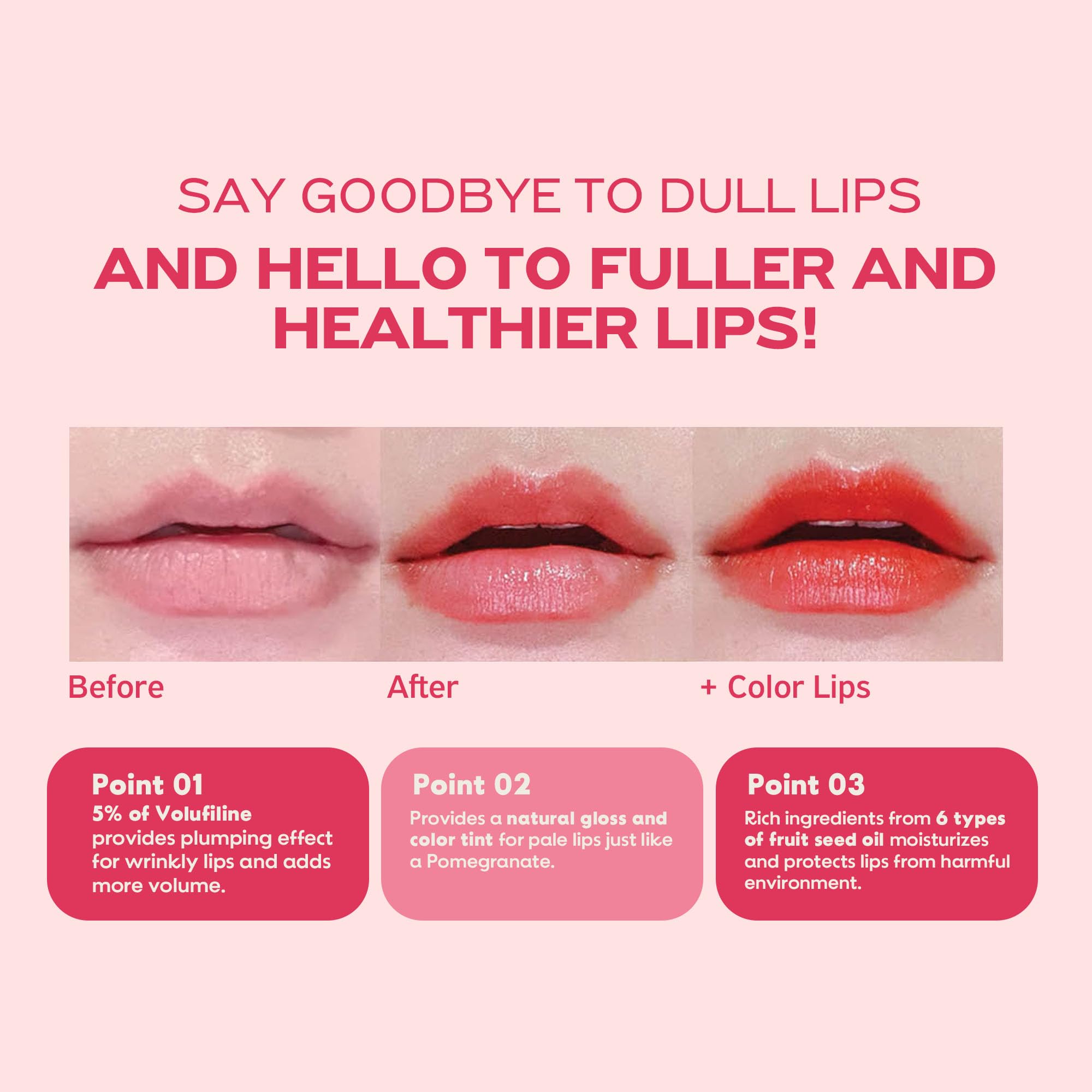 FRUDIA bálsamo labial granada miel – acabado brillante y duradero.