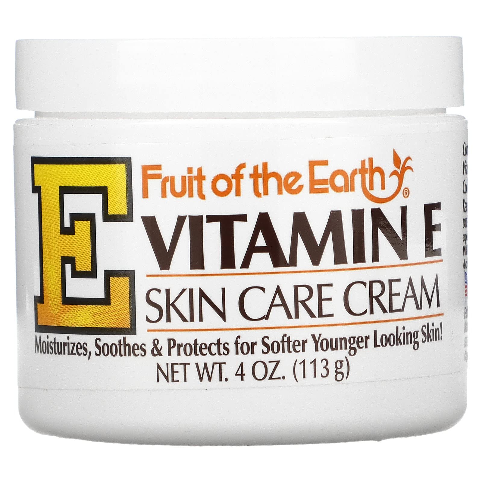Fruit Of The Earth crema Vitamina E, tarro 4 onzas, hidratación suave para piel seca