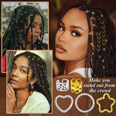 Charms dorados y plateados para trenzas Fscwlmon