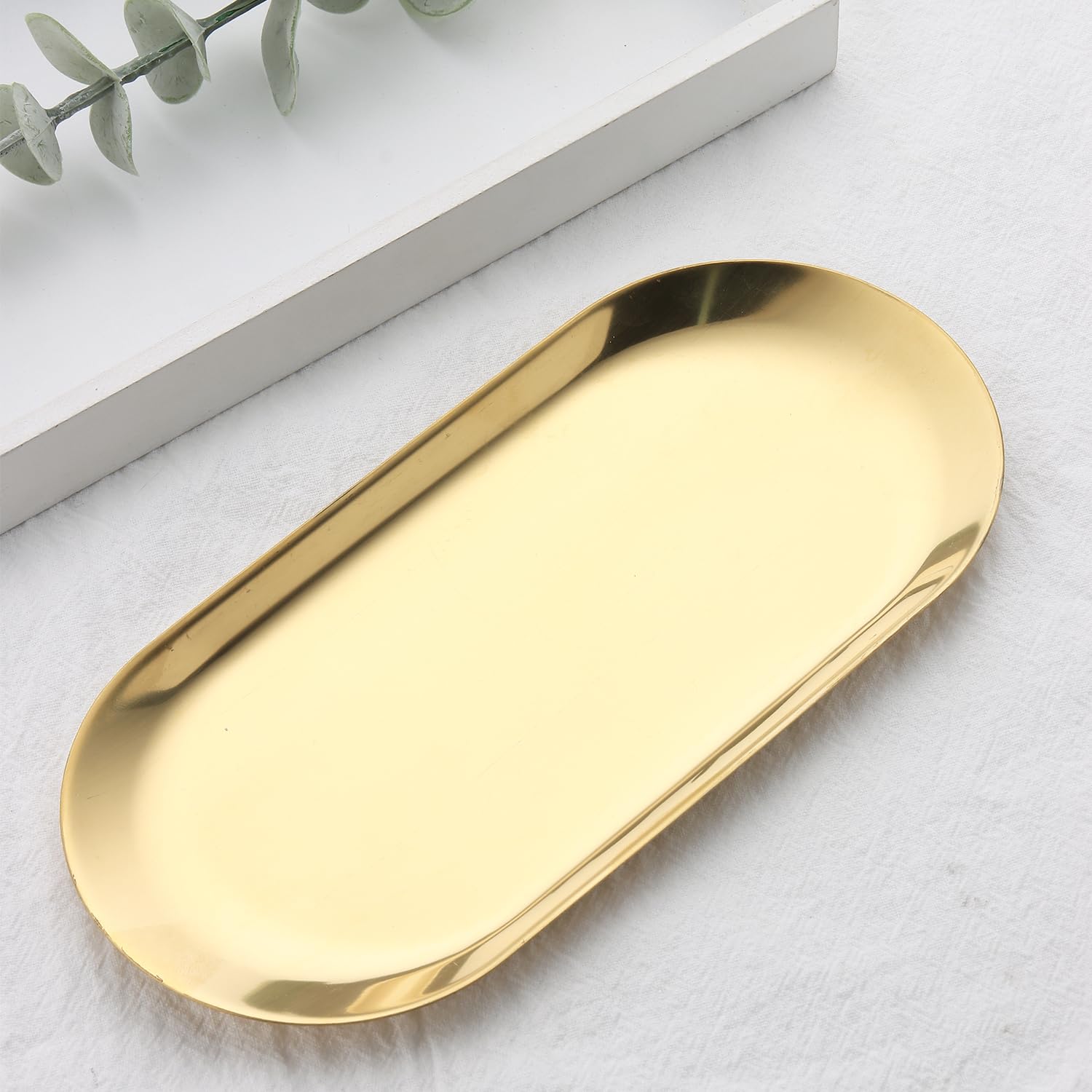 FSpronail bandeja dorada para almacenamiento de mini accesorios y adornos.