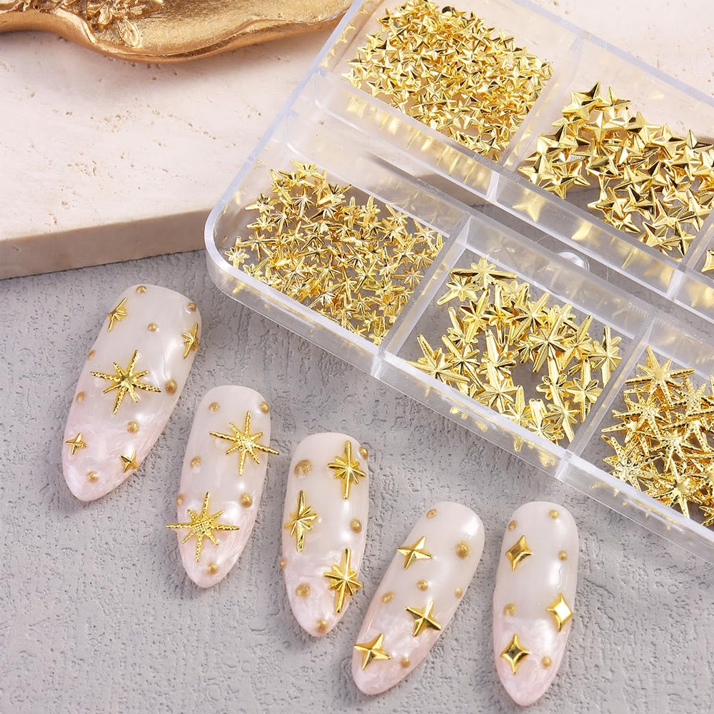 FSpronail cuentas caviar oro 0.6-0.8mm, brillo sutil para uñas.