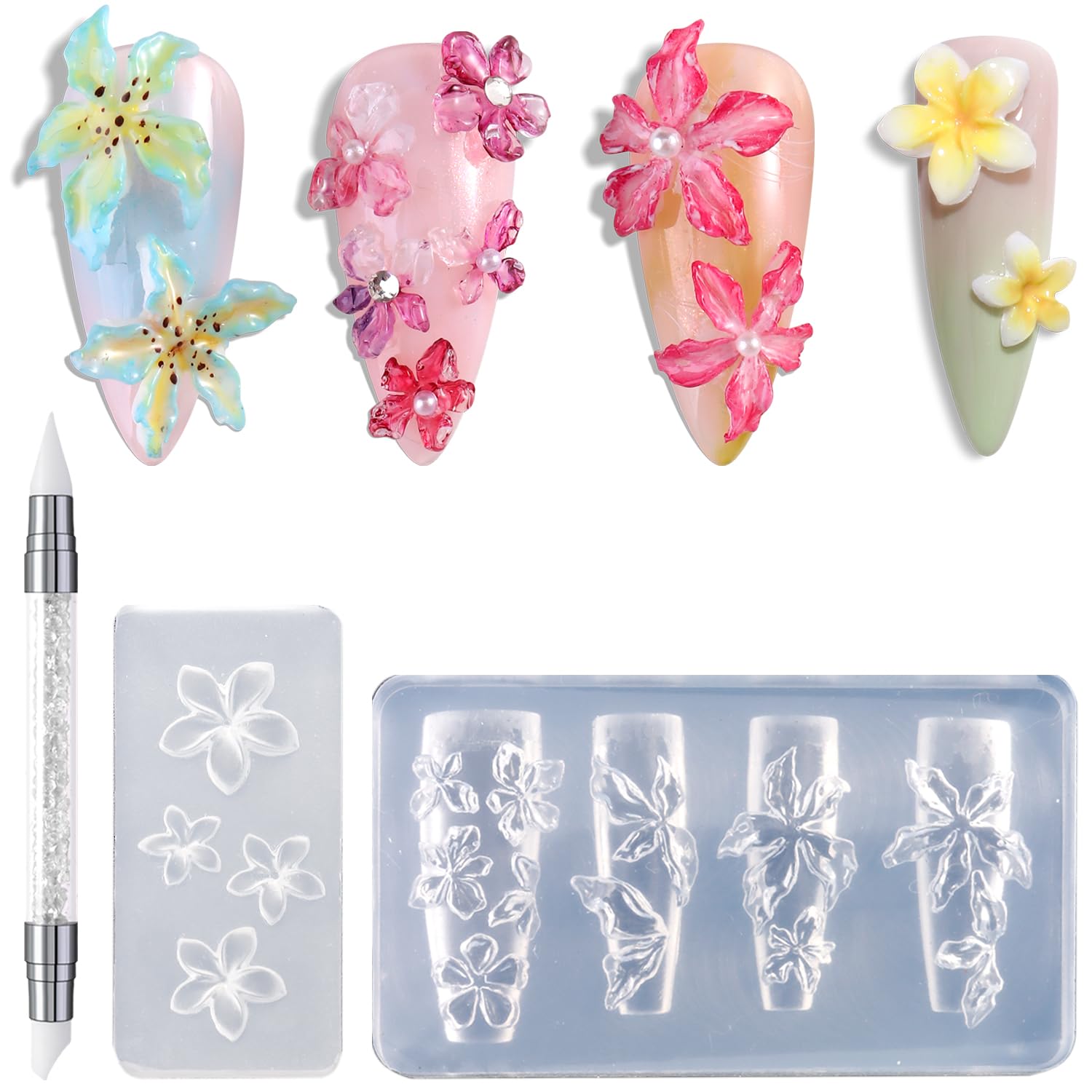 FSpronail molde 3D cerezo para uñas, decoración detallada y duradera.