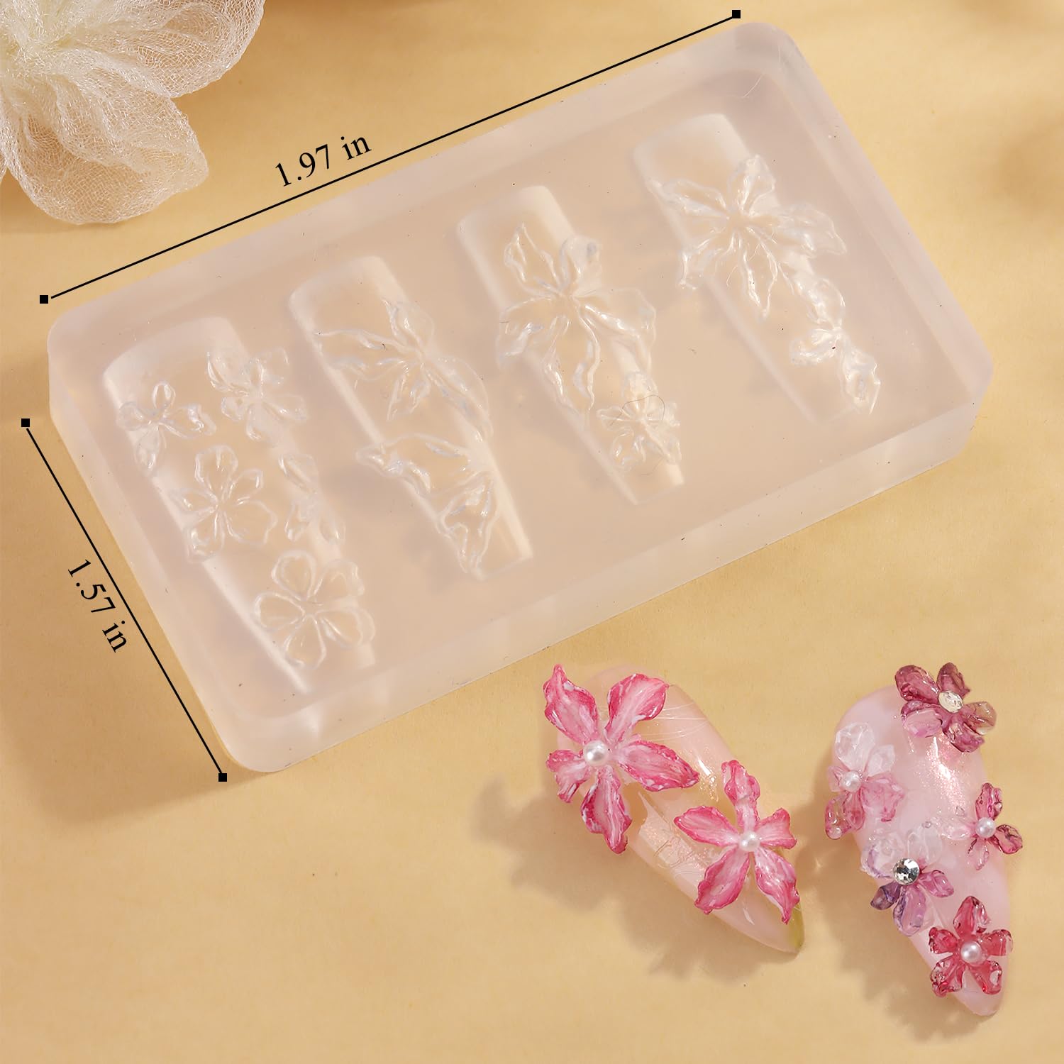 FSpronail molde 3D plumeria para uñas, acabado realista.