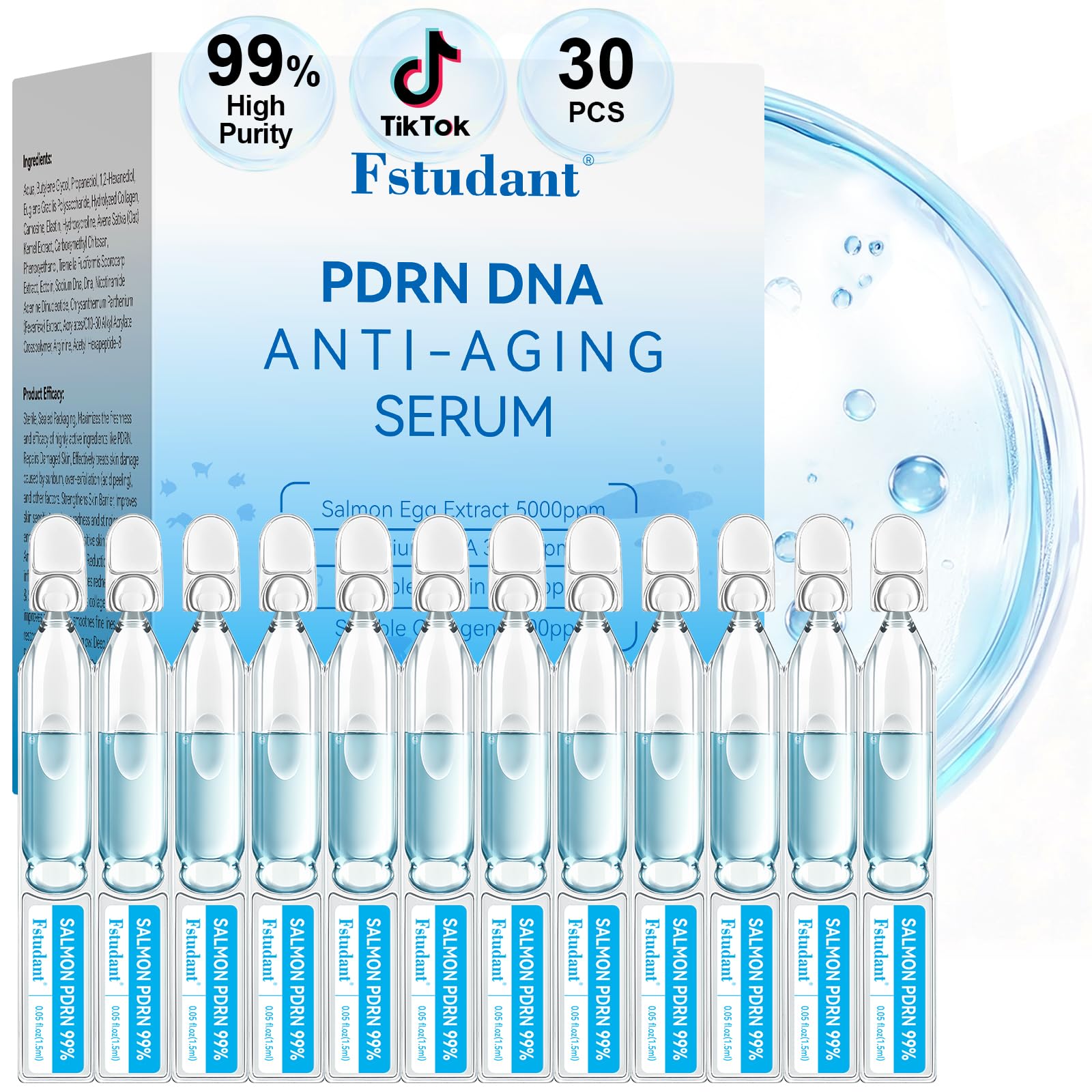 Fstudant serum DNA salmon PDRN ampolla: reparación y elasticidad.