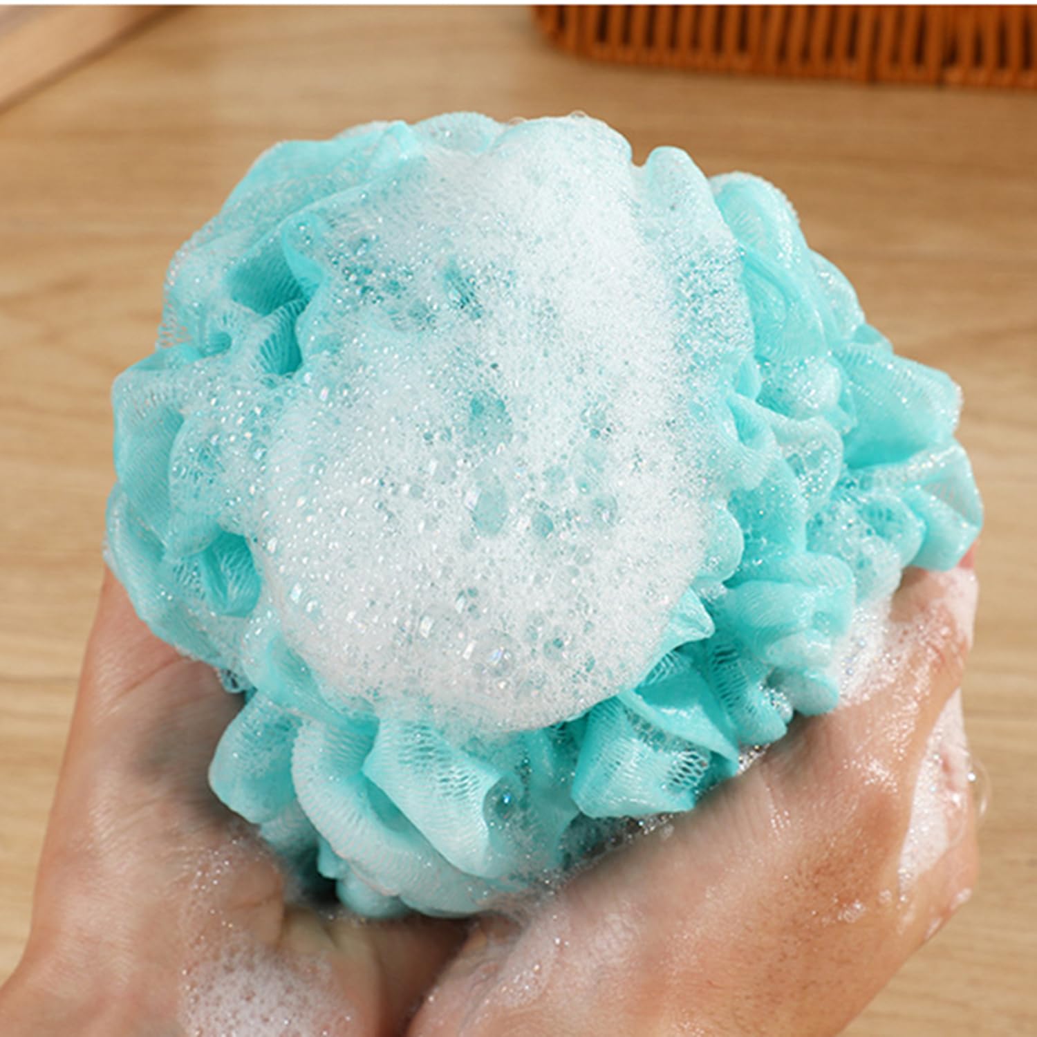 Esponja Fu Store de lufa para ducha verde limpia poros con delicadeza